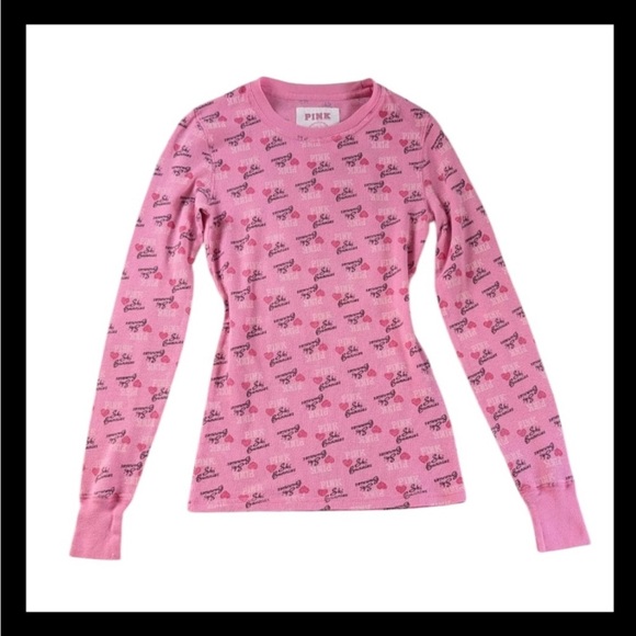 Vintage Victoria's Secret PINK Ski Bunnies Thermal Sleep Set Size Small - Picture 2 of 7
